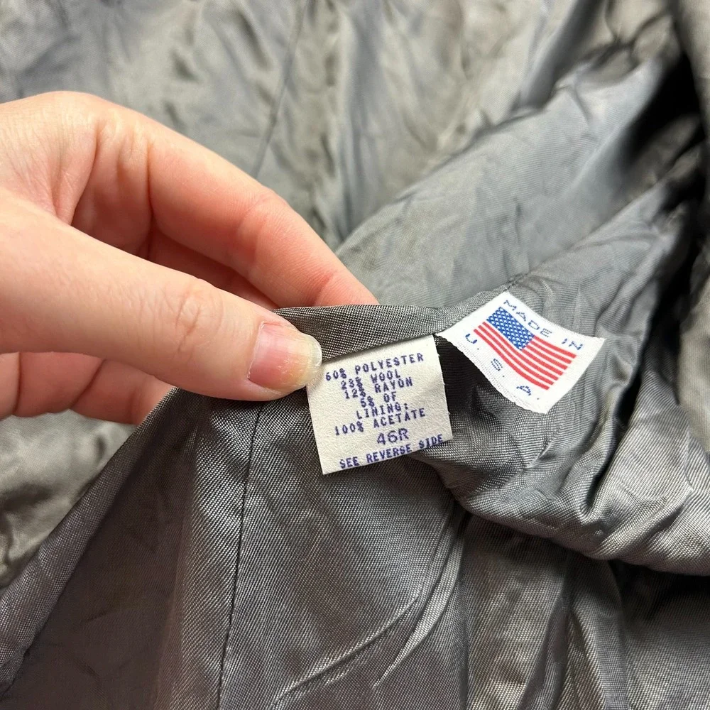 Circle S Mens Blazer Sport Coat Jacket Gray Flecked Elbow Patches USA Made 46R